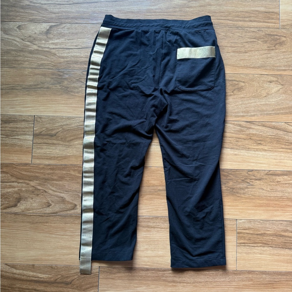 Madison Maison Italy Black Jogger Pants Gold Stripe Made in Italy Size 44 US 8